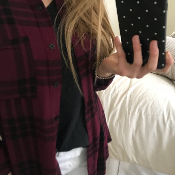 Maroon Flannel Forever 21 ~ size S - Picture 2 of 3